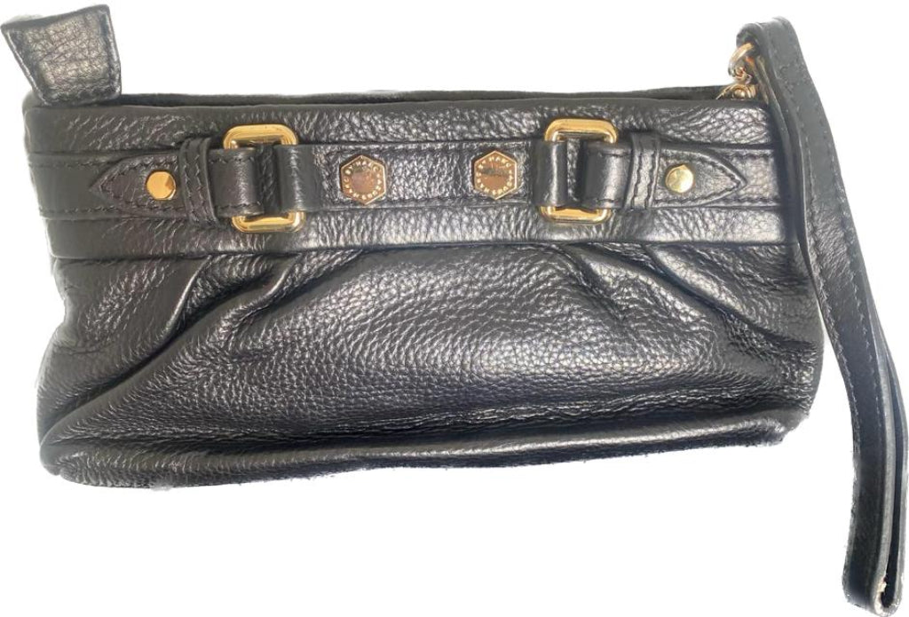 MARC JACOBS Black Leather Wristlet Bag