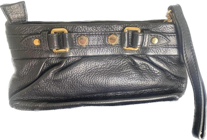 MARC JACOBS Black Leather Wristlet Bag