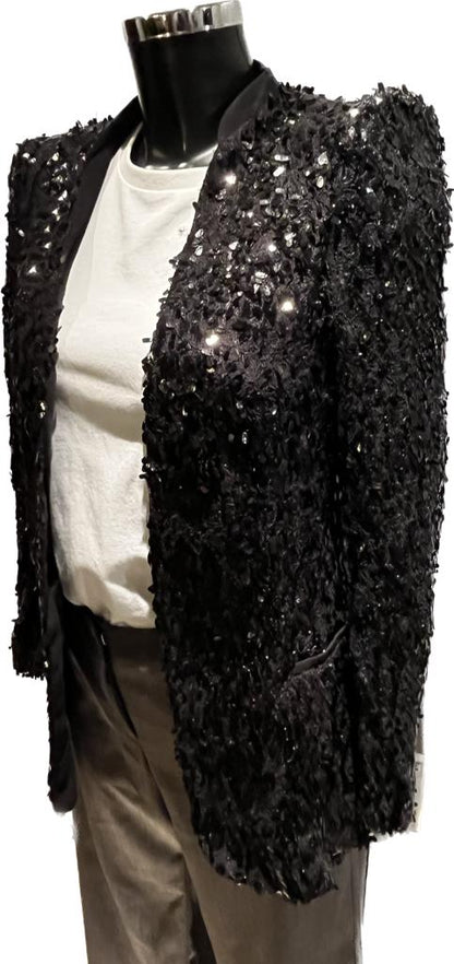 Zara Black Sequinned Jacket  - Size M