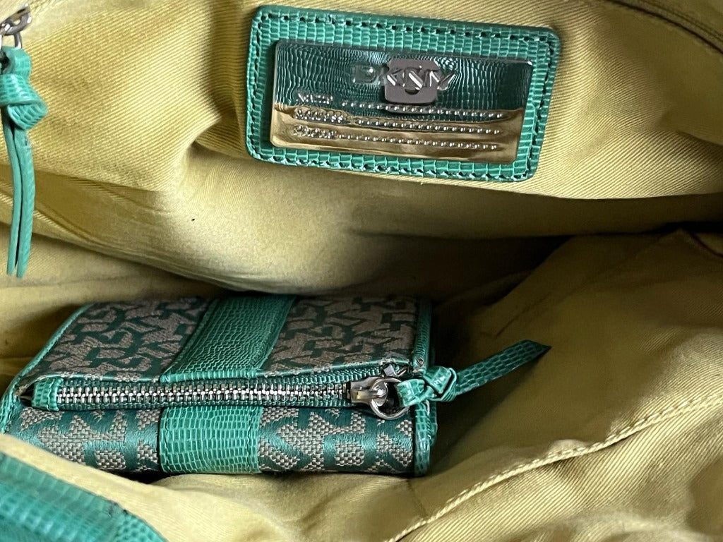 DKNY Green Monogram Bag & Purse - Pre-loved