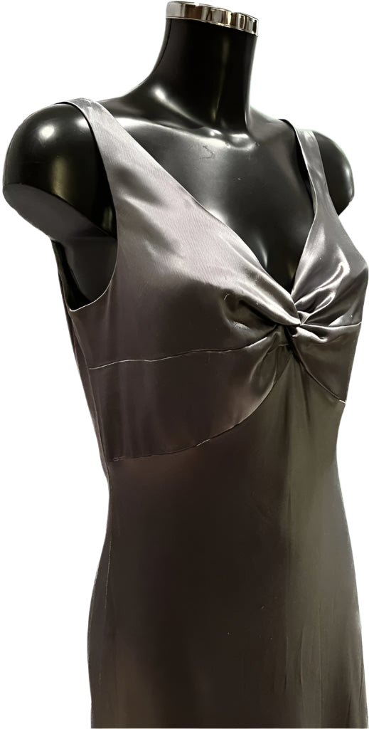 Monsoon Long Khaki Satin Dress -  UK14