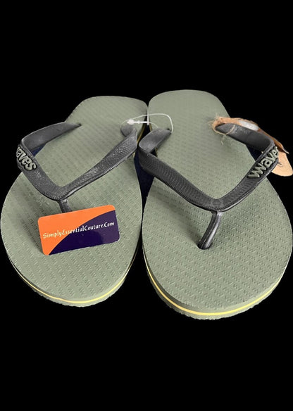 WAVES Khaki Flip Flops - Size UK 8 - Brand New With Tags