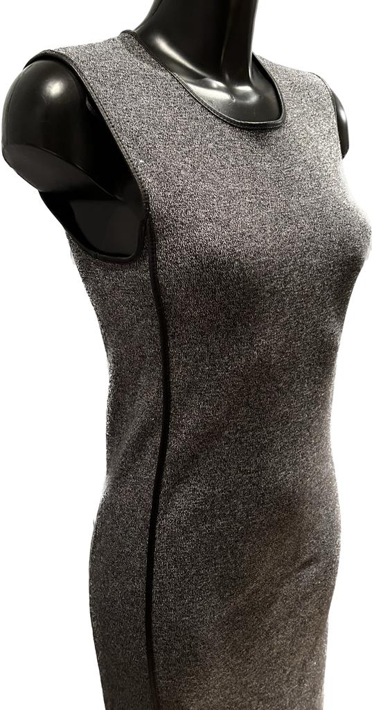 ZARA KNIT Grey Wool & Faux Leather Dress - UK L