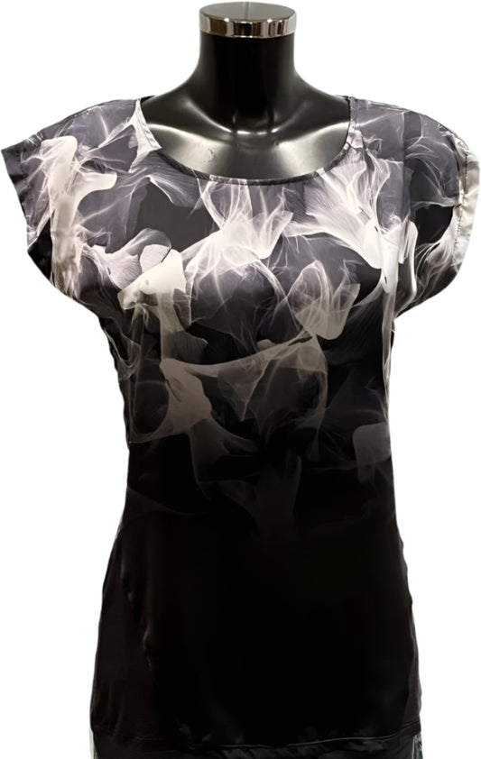 FIRETRAP Black/White Patterned T-shirt - UK 12
