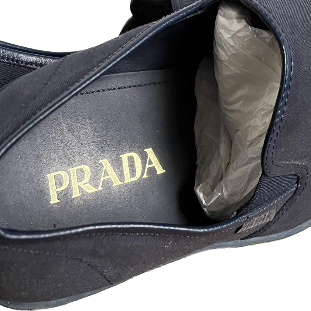 PRADA MILANO Navy Canvas Loafers - UK 8.5