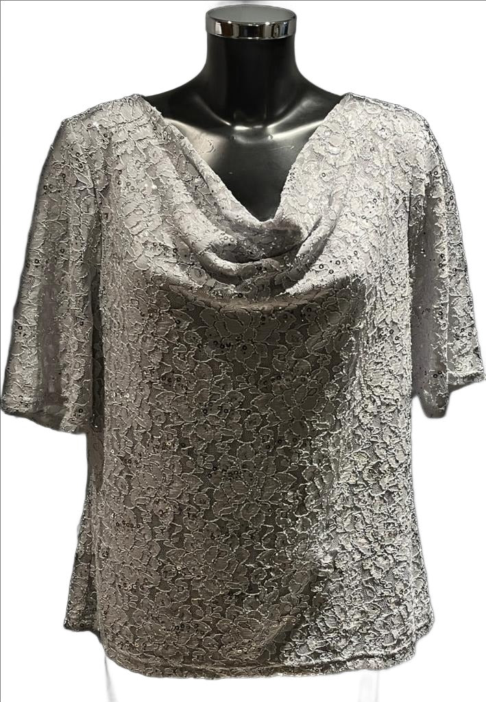 David Emanuel Grey Lace Top - Size 20