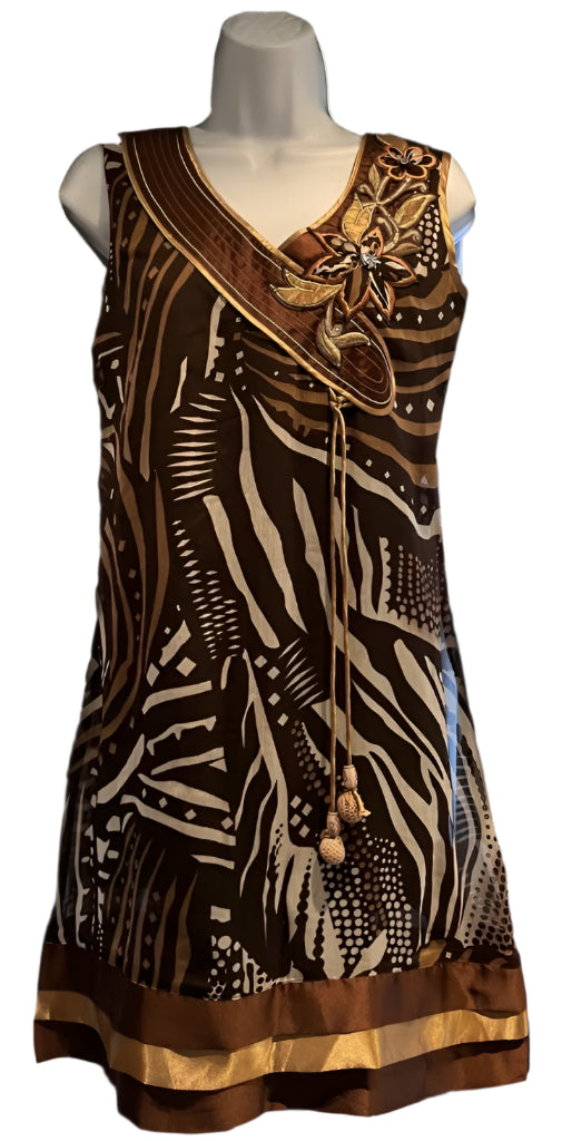 Brown Chiffon Dress Size M NEW with Tags