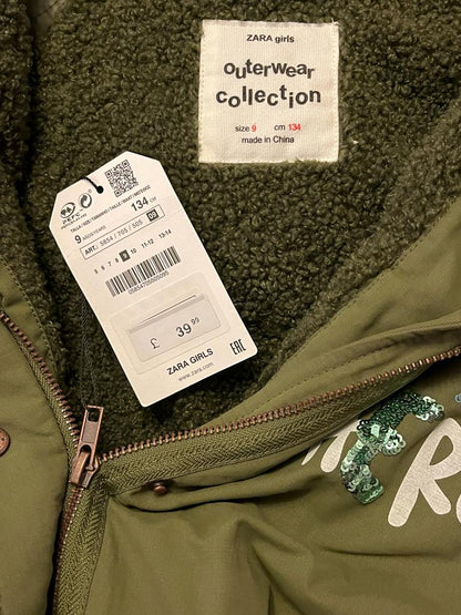 ZARA Khaki Embellished Coat - Age 9yrs