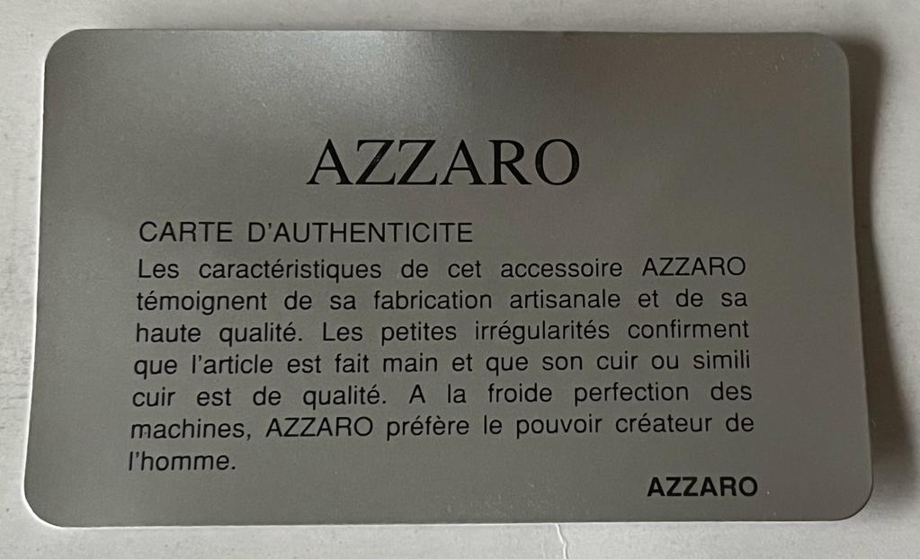 Azzaro Authenticity Card