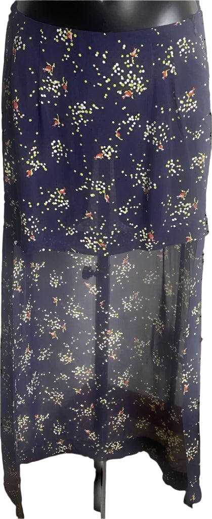 MOSCHINO Navy Floral Skirt - UK14