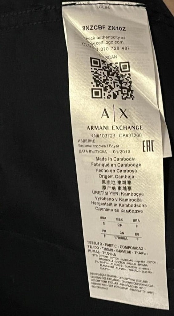 Armani Exchange Navy Blue Shirt - Label
