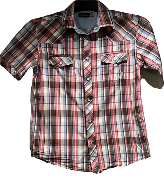 Ben Sherman Pink & Blue Checked Shirt - Age 9-10 - Pre-loved in Great Condition