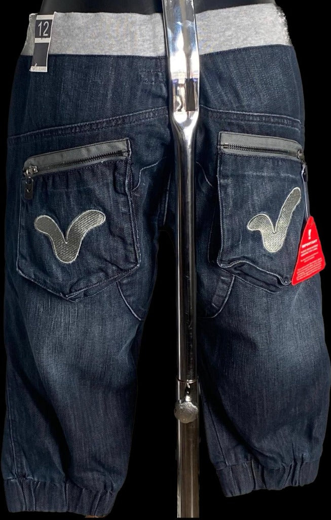 VOI Retro Blue Denim Shorts - Size UK12 