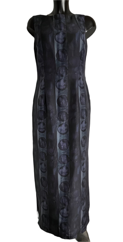 MONSOON Navy Silk Maxi Dress - UK12