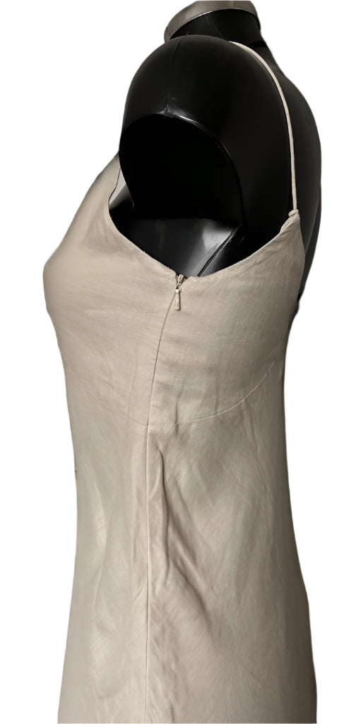 CALVIN KLEIN Mocha Linen Dress - UK 12
