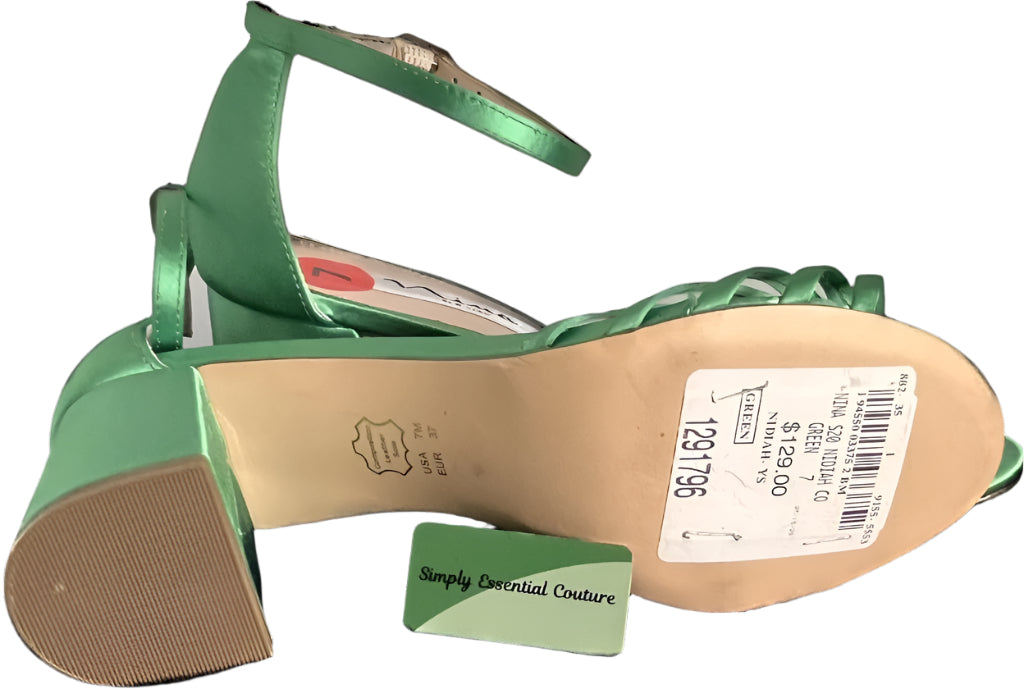 NINA Green Satin Sandals - UK5