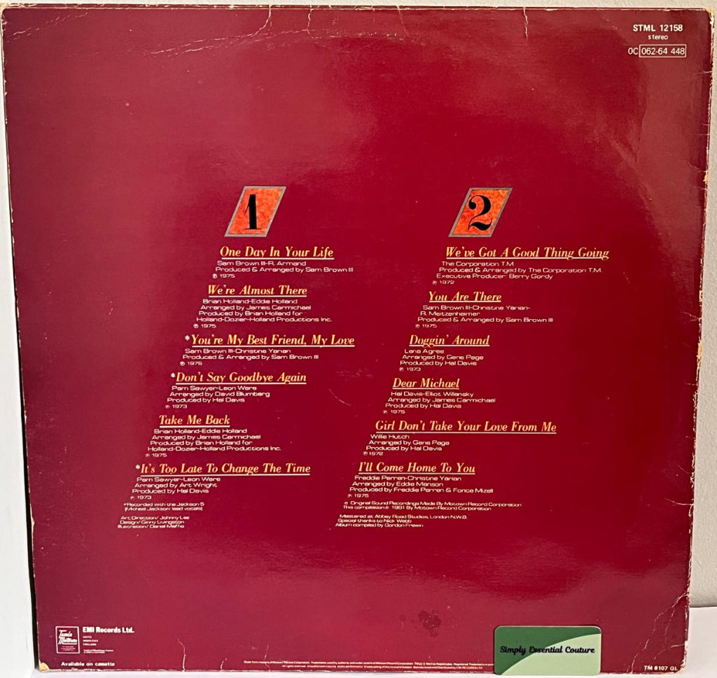 Rear Vinyl record cover of 'One Day In Your Life' by Michael Jackson