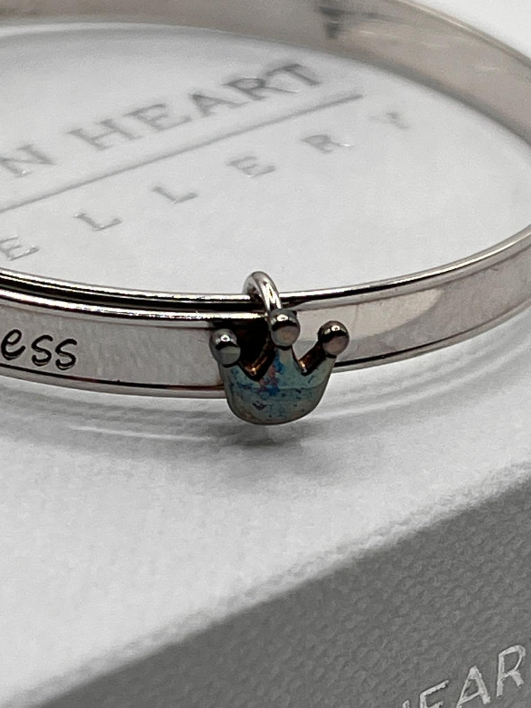 Baby Bangle - White Gold & Silver Crown