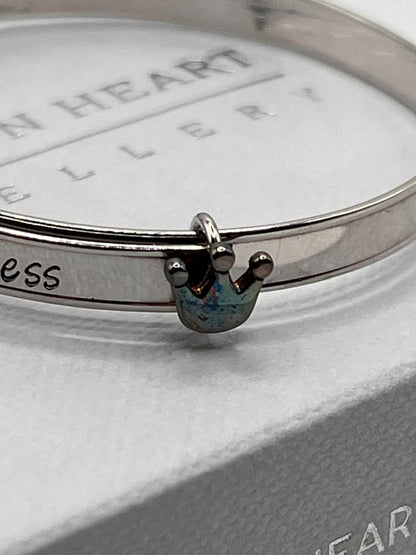 Baby Bangle - White Gold & Silver Crown