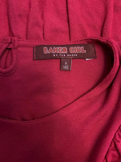 Ted Baker 'Baker Girl' Dark Red Dress - Age 6yrs - Pre-loved in great condition