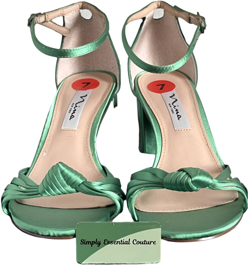 NINA Green Satin Sandals - UK5
