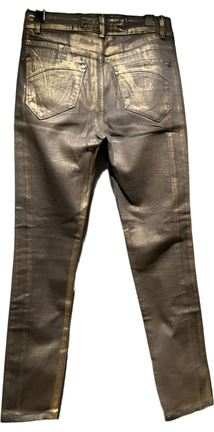 Vintage Karen Millen Gold Effect Jeans size UK8 - Pre-loved