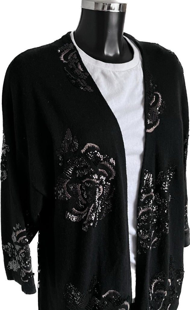 Monsoon Black Patterned Cardigan - Size L