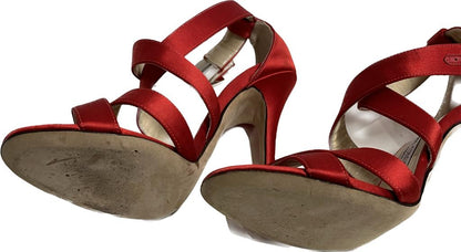 Jimmy Choo Red Satin Sandals - Soles