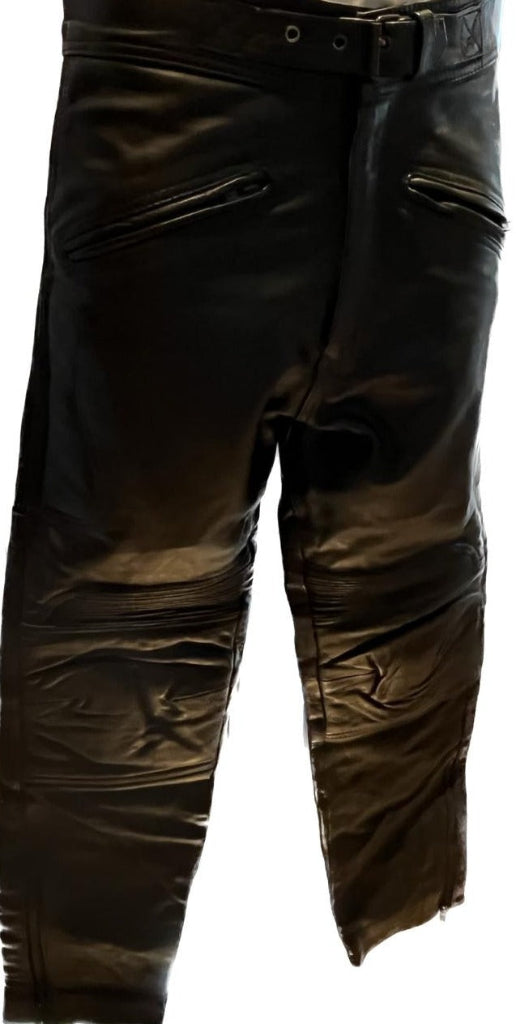 SKIN Black Leather Biker Trousers - Size W34