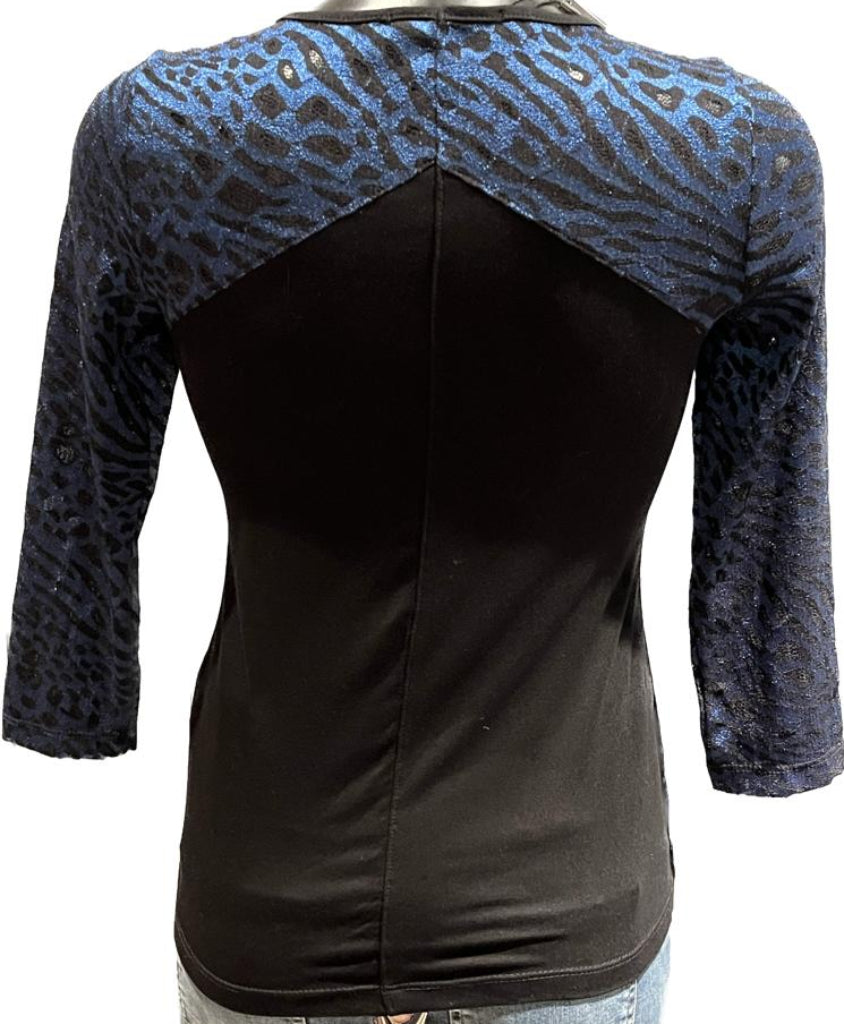 Viccio  Blue & Black Top - Size UK8