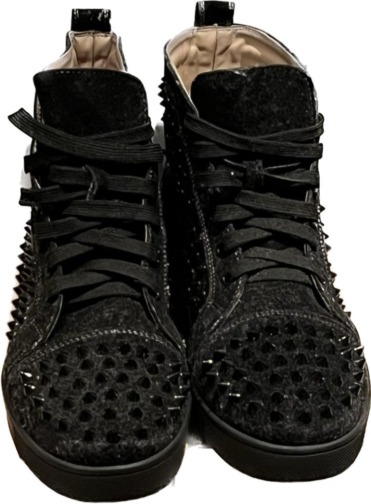 Louboutin Black Suede Boots - Front