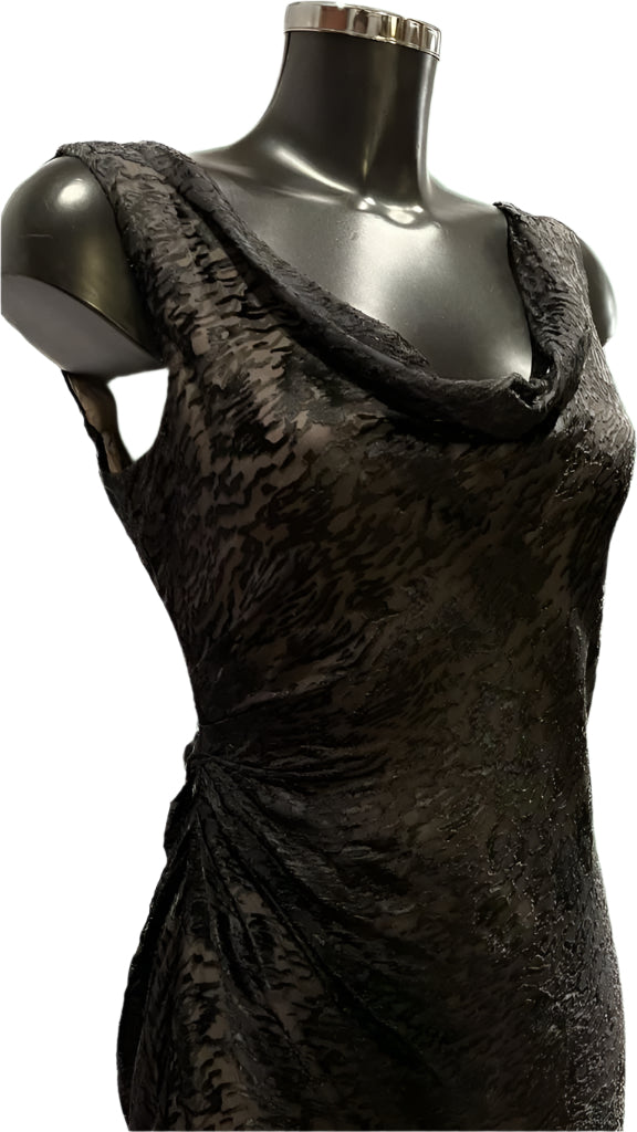 MONSOON Long Black Lace Dress - UK12
