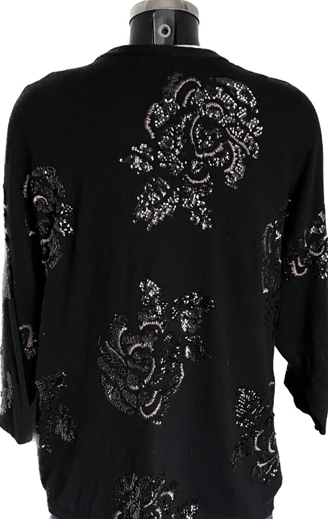 Monsoon Black Patterned Cardigan - Size L