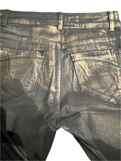 Vintage Karen Millen Gold Effect Jeans size UK8 - Pre-loved