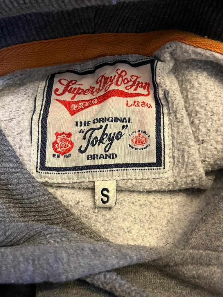 Superdry Grey & Orange Hoodie - Label