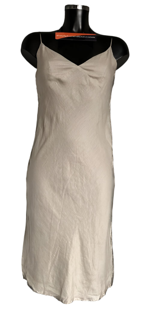 CALVIN KLEIN Mocha Linen Dress - UK 12