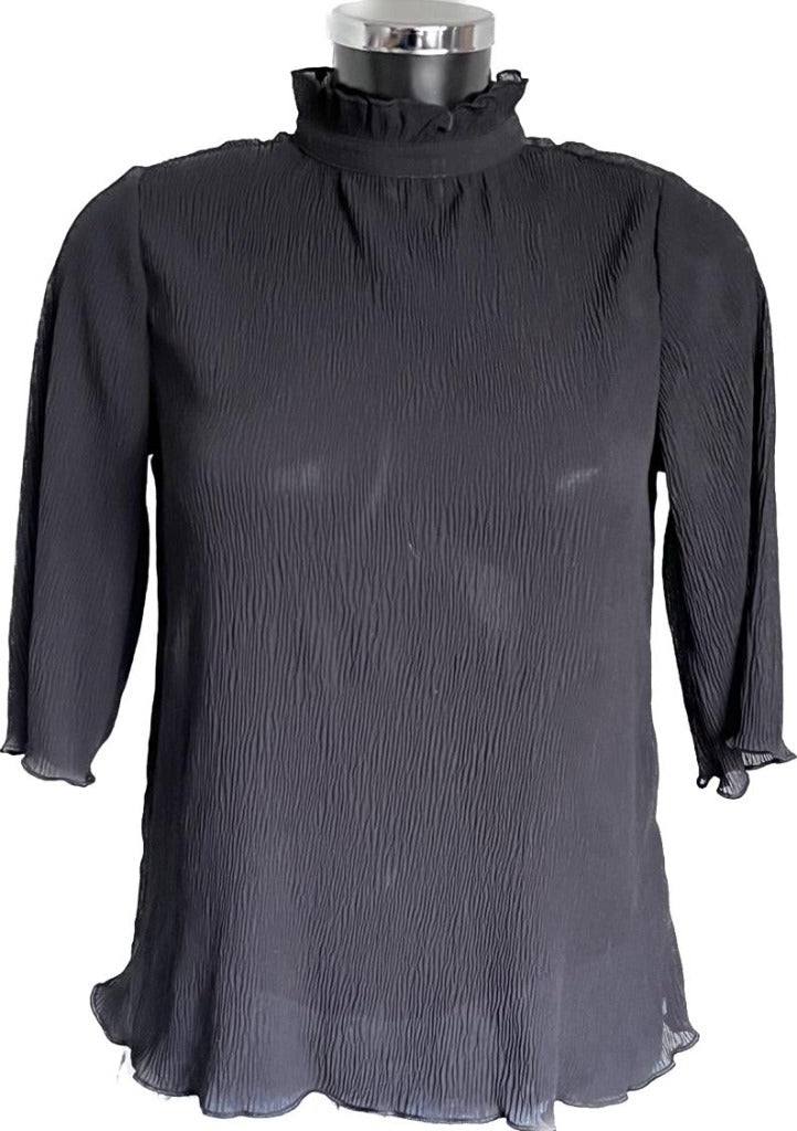 MONKL Black Chiffon Top - Size UK12
