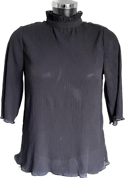 MONKL Black Chiffon Top - Size UK12