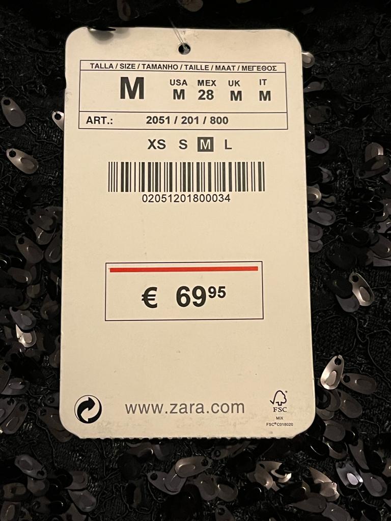 Zara Black Sequinned Jacket  - Size M