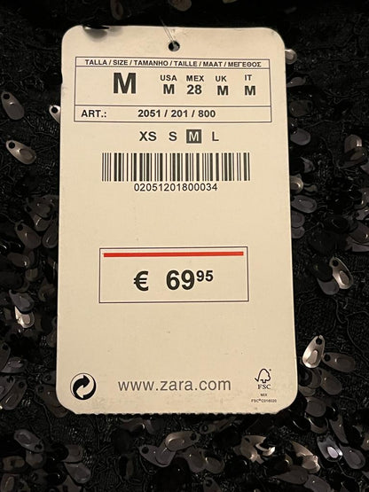 Zara Black Sequinned Jacket  - Size M
