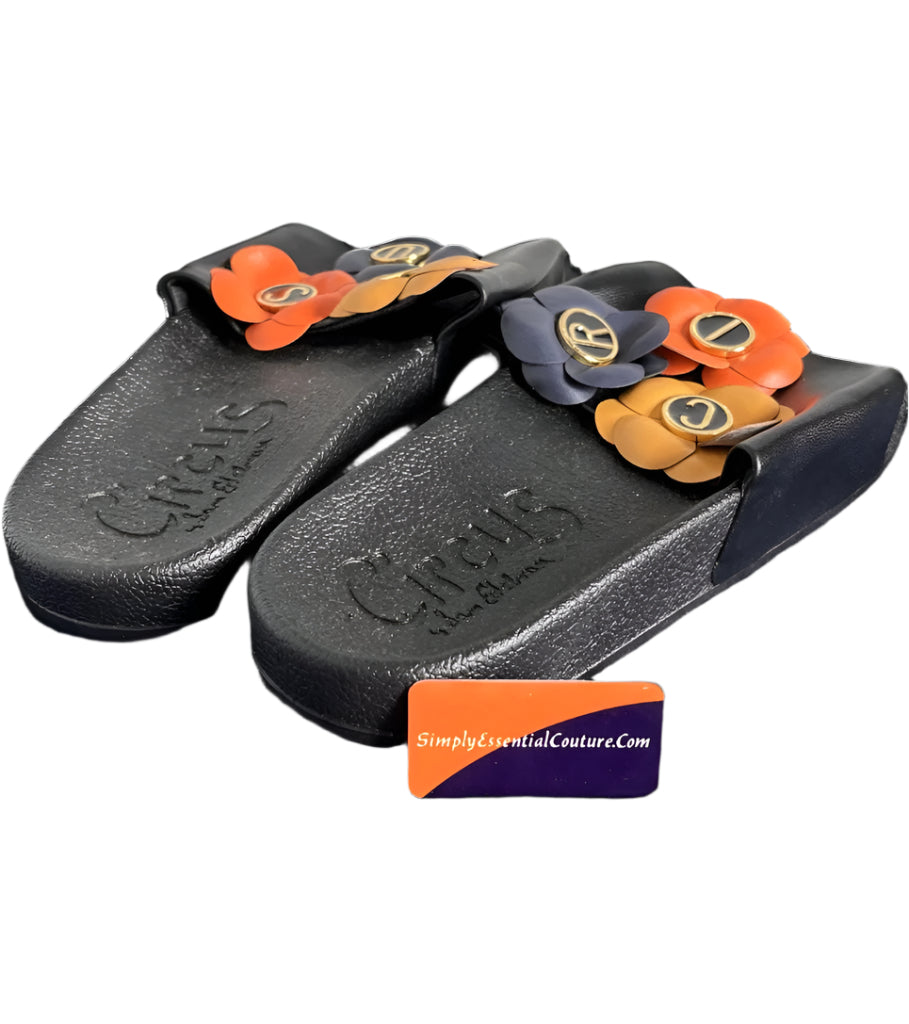 Circus Black Rubber Flower Sliders - Size UK5