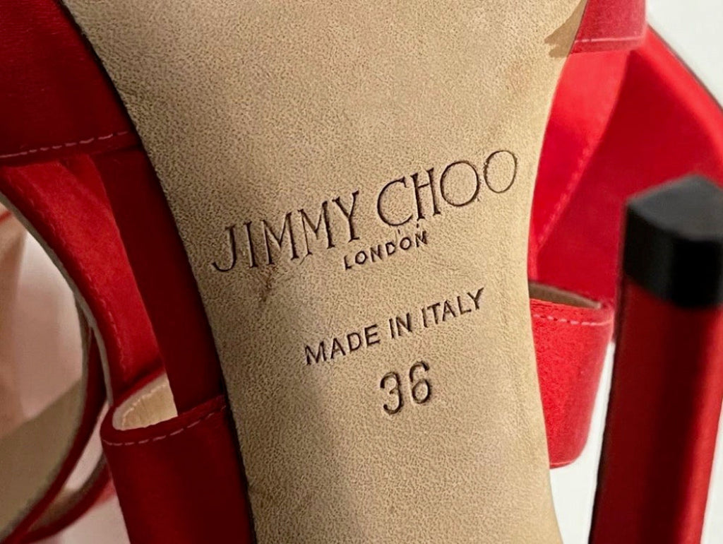 Jimmy Choo Red Sandals  Made In Italy