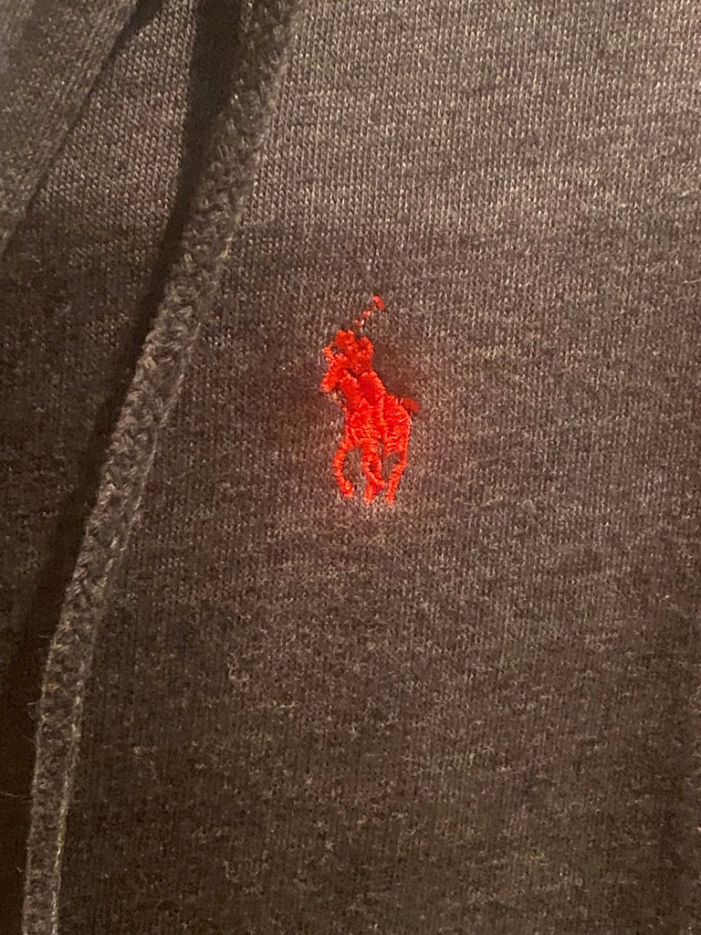 Polo Hoodie - Charcoal Grey - Red Logo