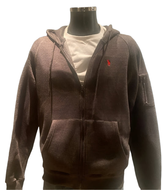 Polo Hoodie - Charcoal Grey - Size L