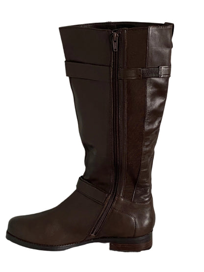 M & S Brown Leather Boots - UK7.5 - Zip