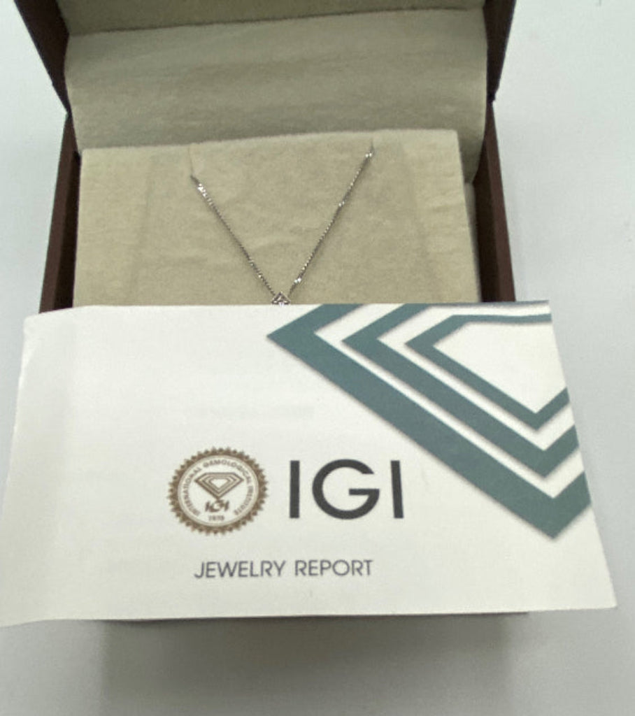 9ct White Gold & Red Stone Necklace