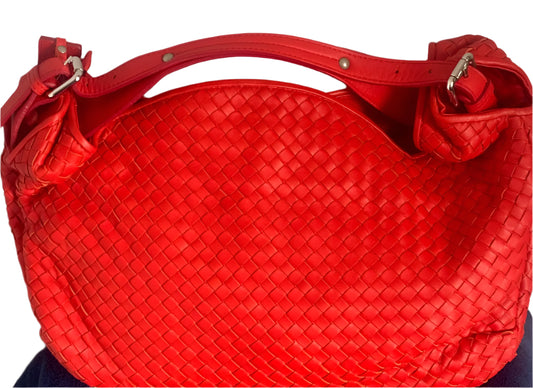 PERGOLESI Red Leather Woven Bag