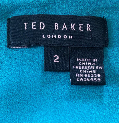 Ted Baker Green/Gold Chiffon Top - Label