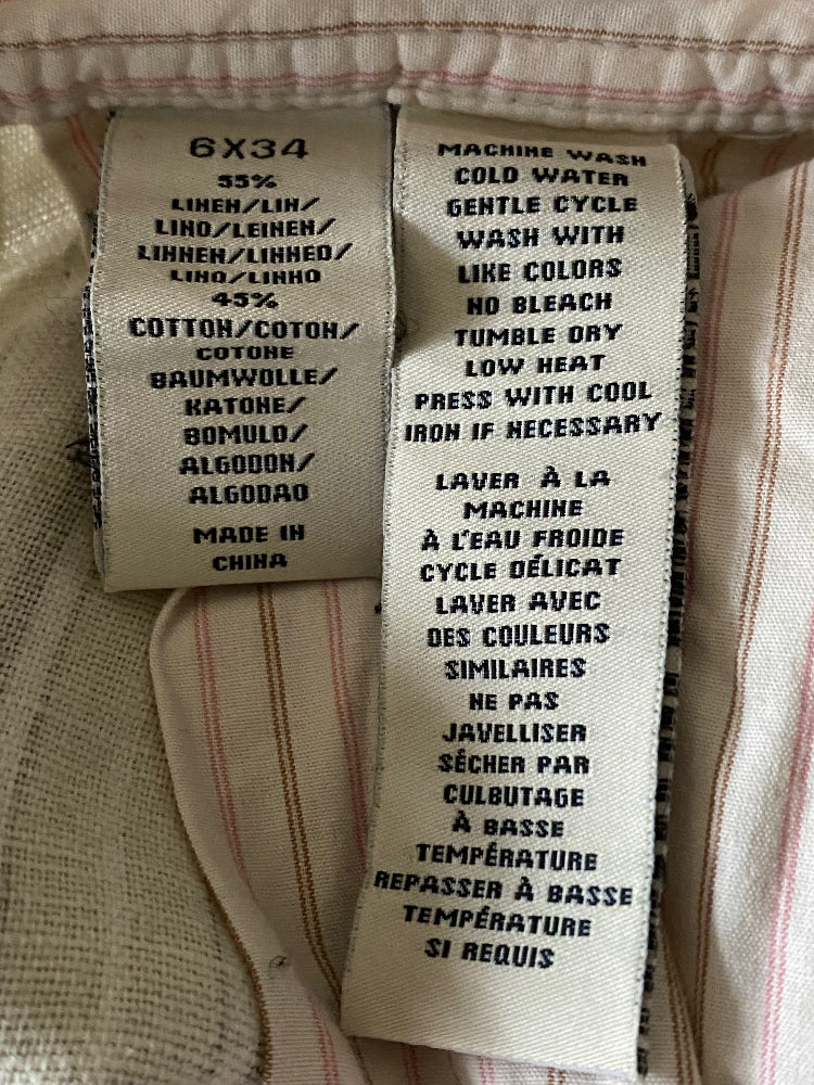 POLO Cream-Khaki Linen Trousers - UK10 - Pre-loved in Great Condition