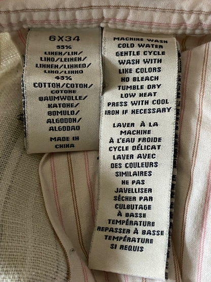 POLO Cream-Khaki Linen Trousers - UK10 - Pre-loved in Great Condition
